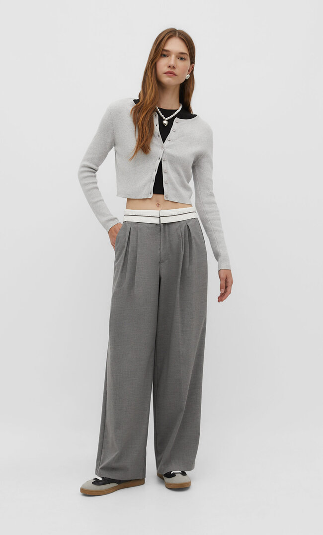 

Stradivarius Pantalon Taille Rabattue Gris Marengo 38