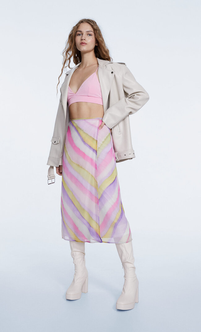 

Stradivarius Midi-Wickelrock Mit Print Lila M