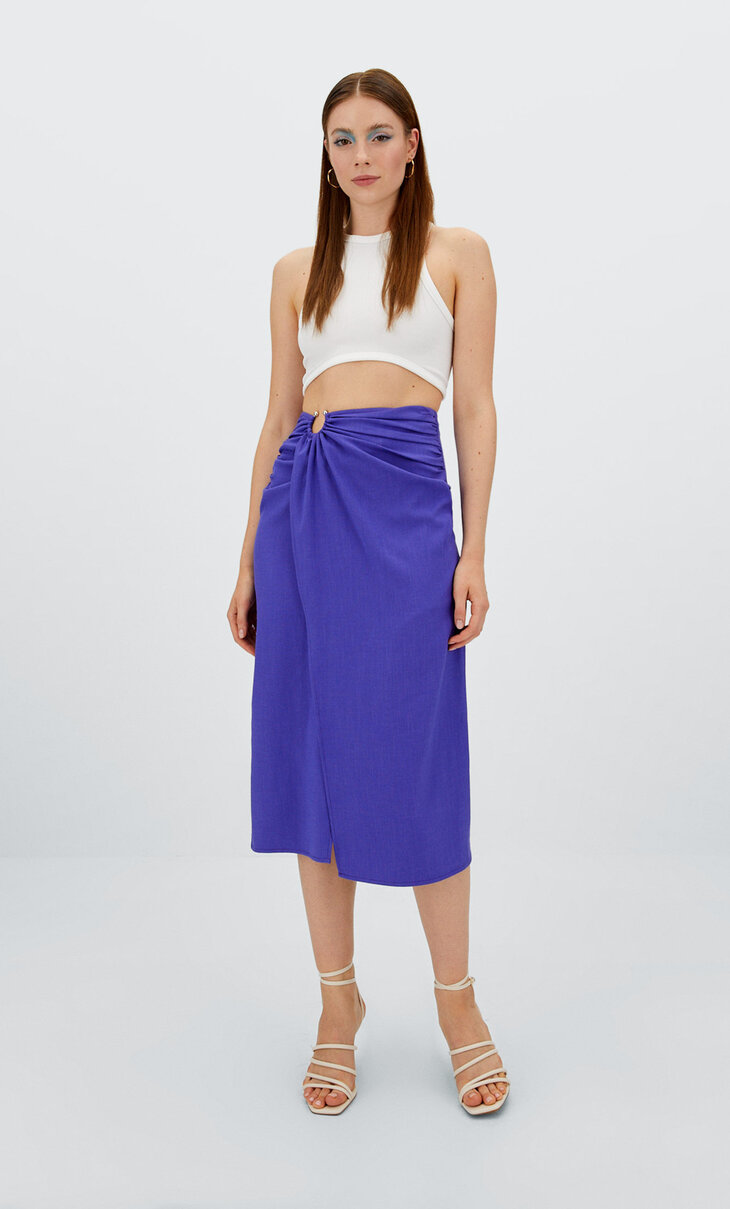 Midi skirt with ring detail