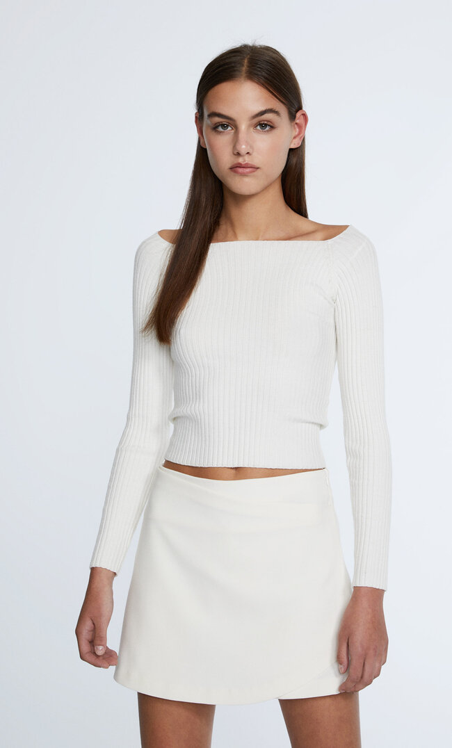 

Stradivarius Skort In Wickeloptik Ecru Xs