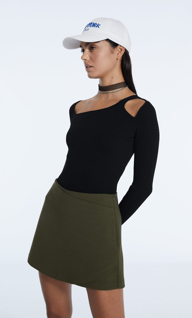 Stradivarius Skort In Wickeloptik Khaki L