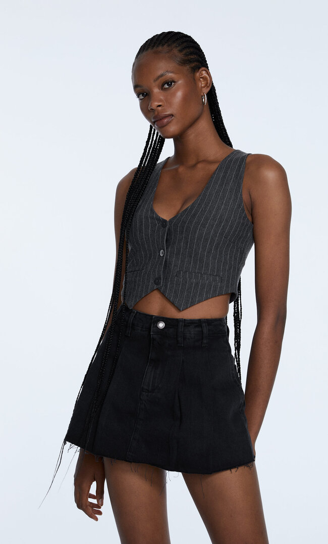 

Stradivarius Jupe-Short Jean Denim Noir Délavé 40