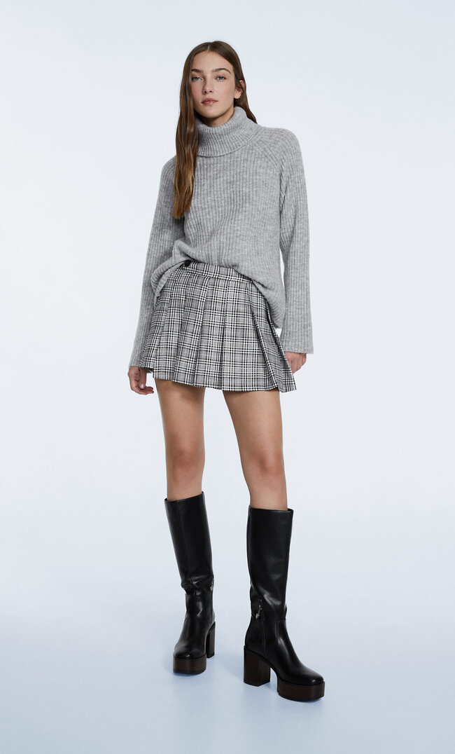 

Stradivarius Jupe-Short À Plis Plats Gris L