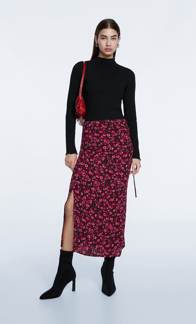

Stradivarius Jupe Midi Imprimée Fuchsia 40