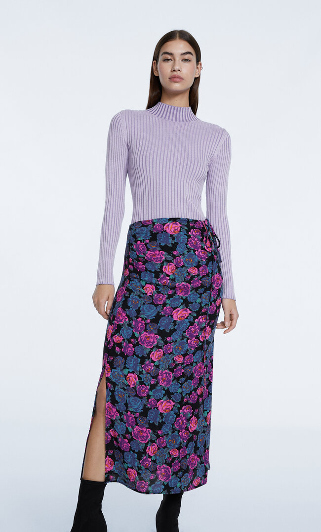 

Stradivarius Jupe Midi Imprimée Mauve 40