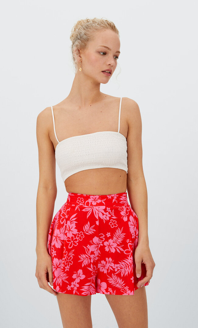 

Stradivarius Short Évasé Fluide Imprimé Rose Fluo 38