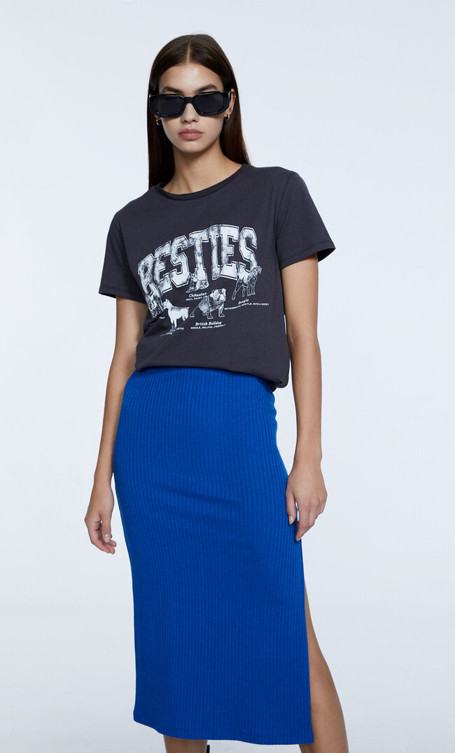 

Stradivarius Midirock Mit Patentmuster Elektrisch Blau Xs