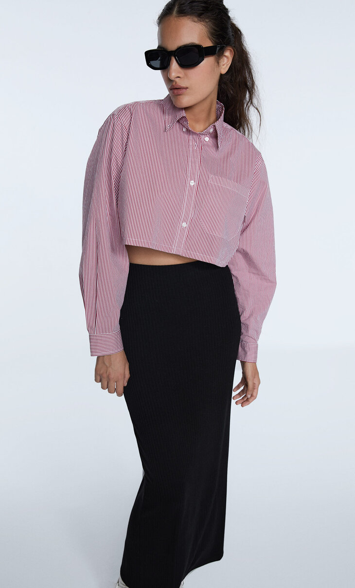 Long ribbed skirt Women's fashion Stradivarius Bahrein