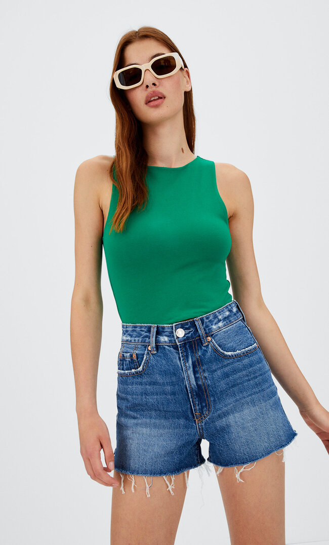 

Stradivarius Jeansshorts Mit Rissen Perlgrau 32