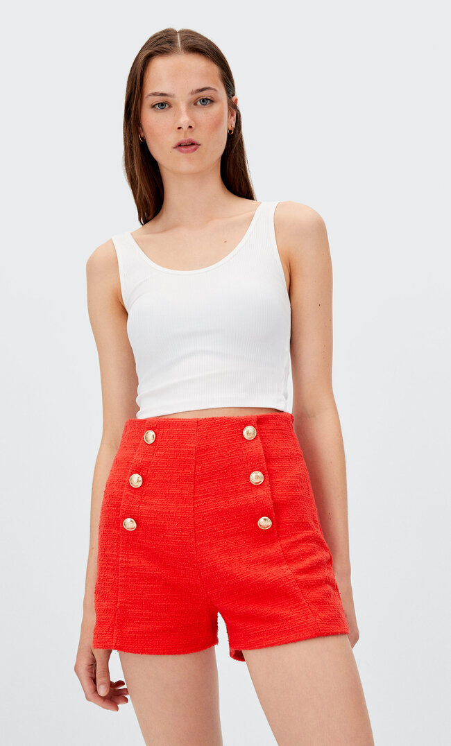 

Stradivarius Shorts Mit Knöpfen Rot 38