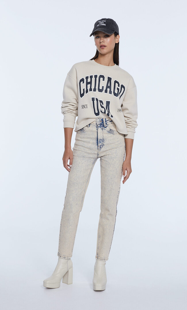 

Stradivarius Mom-Slim-Fit Im Acid-Wash Steingrau 40