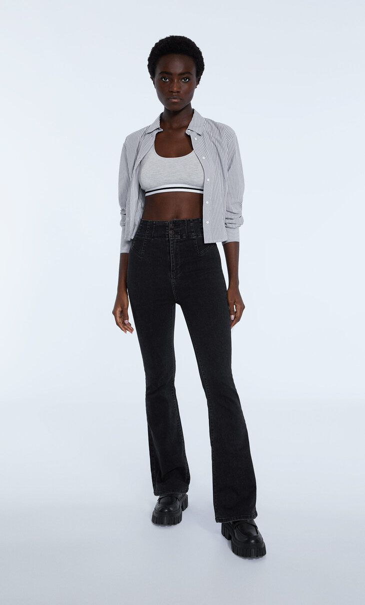 Bell bottom jeans with seam details