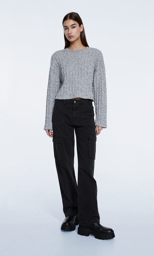 

Stradivarius Spodnie Cargo Relax Fit Ciemnoszary 32