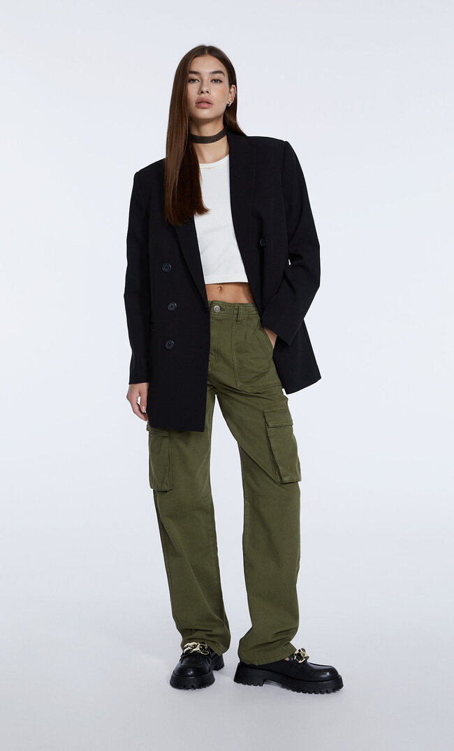 

Stradivarius Pantalon Cargo Relaxed Kaki 34