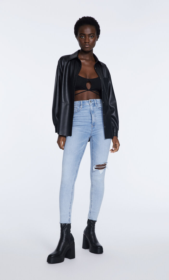 

Stradivarius Skinny-Jeans Mit Sehr Hohem Bund Medium Light Blue Denim 36