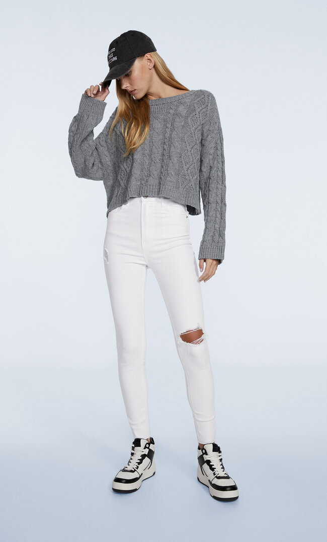 

Stradivarius Jean Taille Très Haute Blanc 38