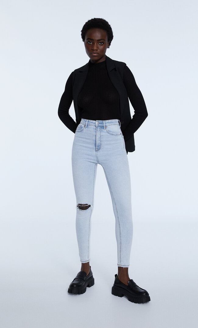 

Stradivarius Skinny-Jeans Mit Sehr Hohem Bund Medium Light Blue Denim 34