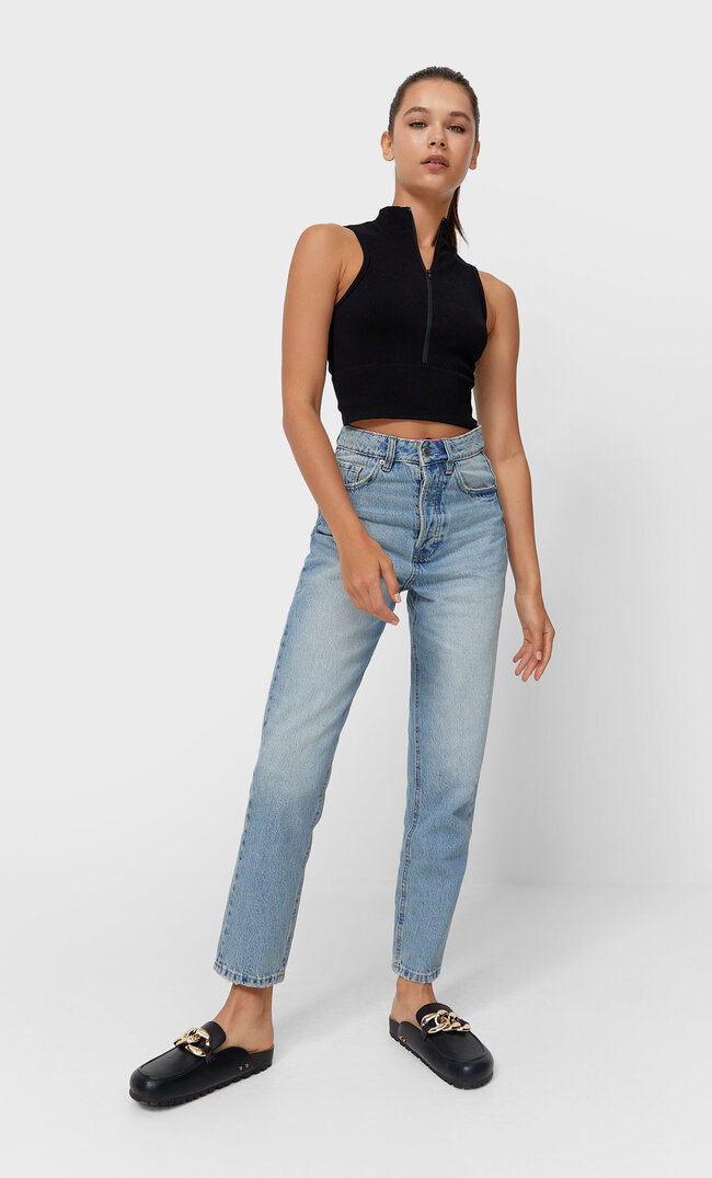

Stradivarius Mom-Jeans Overdyed Denim 40