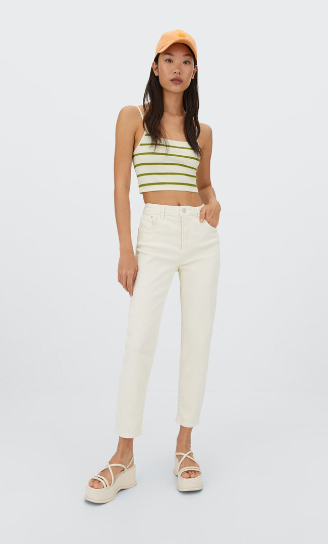 

Stradivarius Mom-Jeans Im Slim-Fit Vanille 42