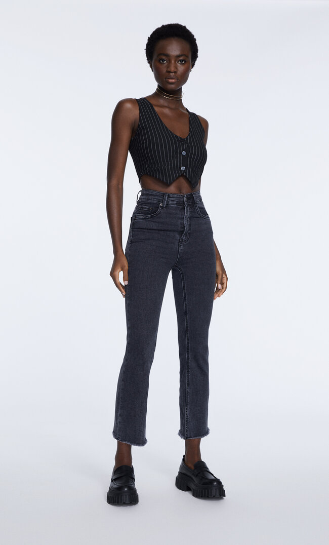 

Stradivarius Jeans 7/8 Flare Denim Noir Délavé 32