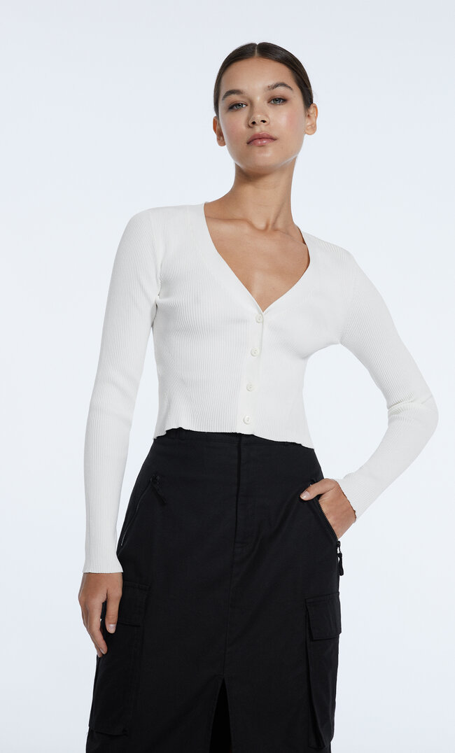 Stradivarius Gilet Stretch Écru S