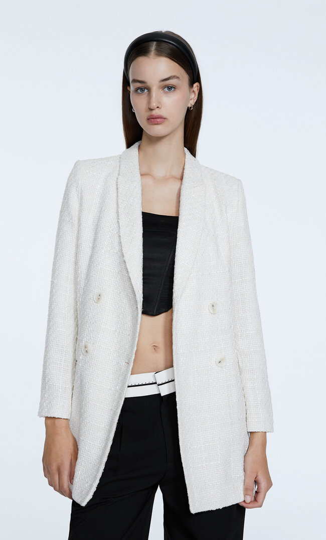 

Stradivarius Robe Blazer Texturée Écru L