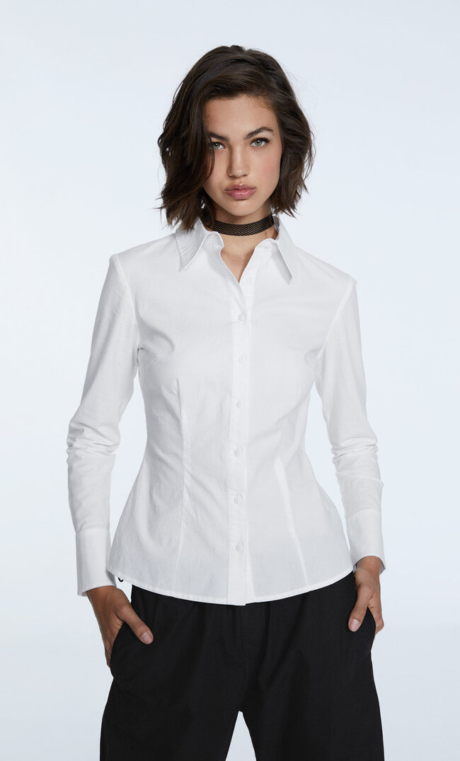 

Stradivarius Chemise À Pinces En Popeline Blanc S