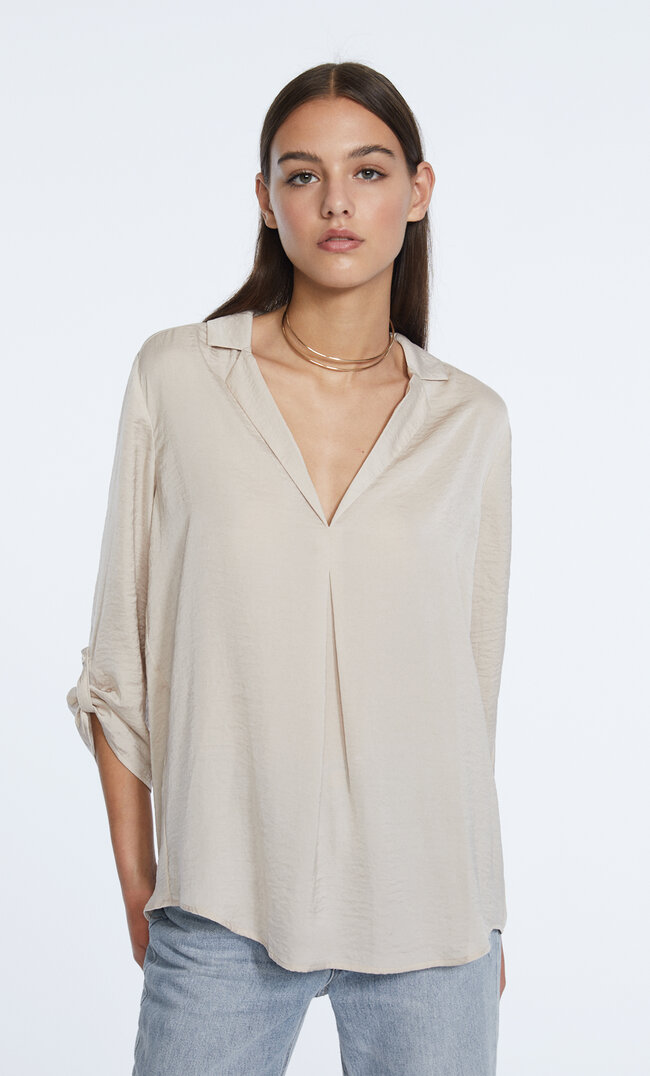 

Stradivarius Chemisier Satin À Revers Pierre Xl