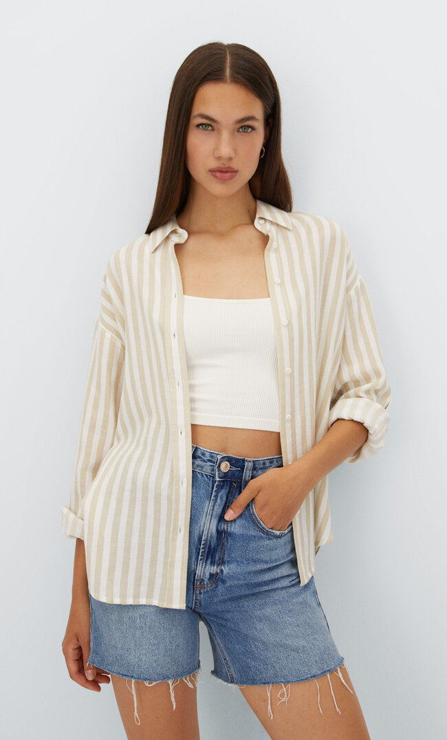 

Stradivarius Koszula W Stylu Rustykalnym Waniliowy Xl