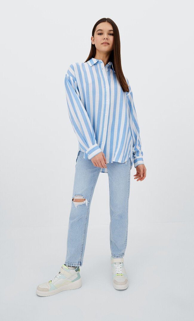 

Stradivarius Chemise Daily Rustique Bleu Ciel L