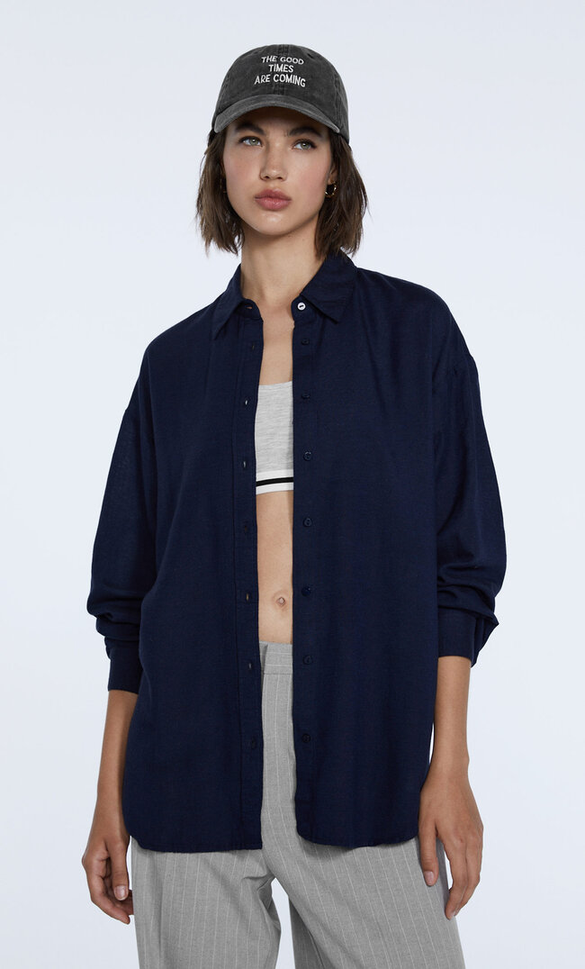 

Stradivarius Rustikales Hemd Daily Marineblau Xs