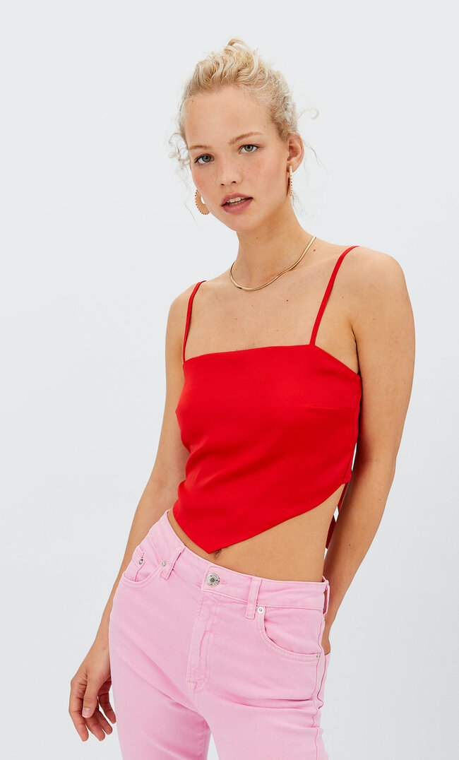 

Stradivarius Top Foulard Nœud Rouge M