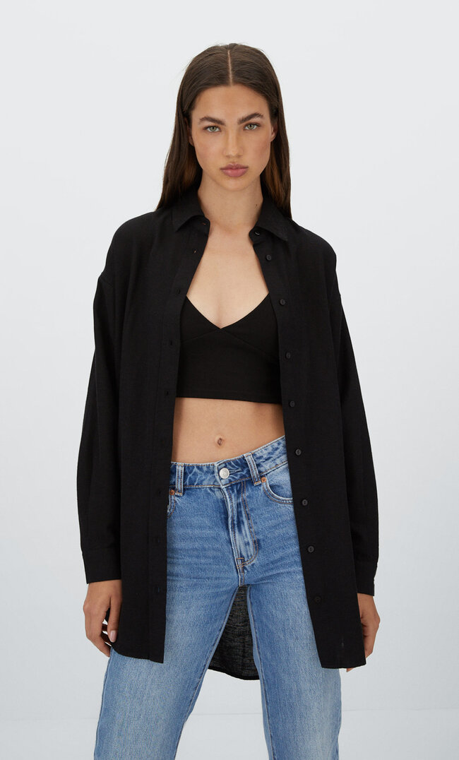 

Stradivarius Chemise Longue Rustique Noir L