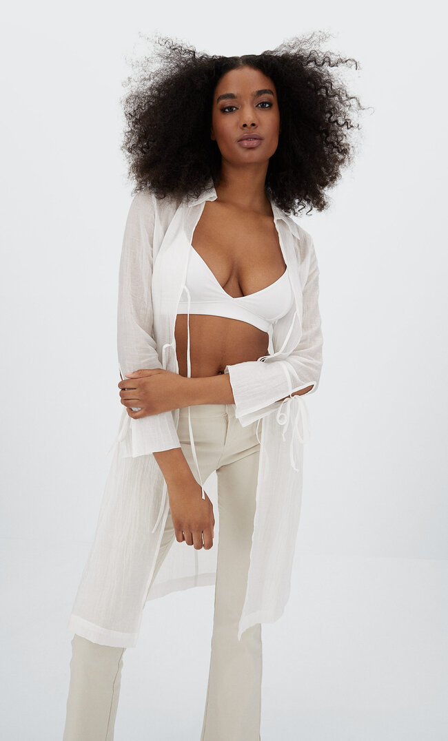 

Stradivarius Chemise Longue Fluide Blanc M