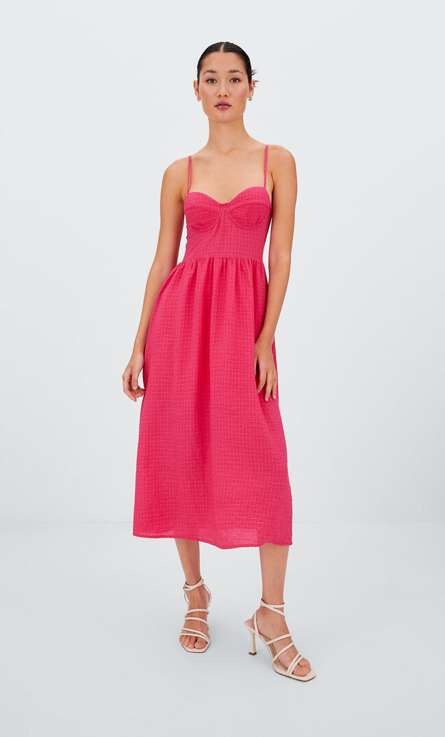 

Stradivarius Robe Midi Corset Anneaux Rose Fluo S