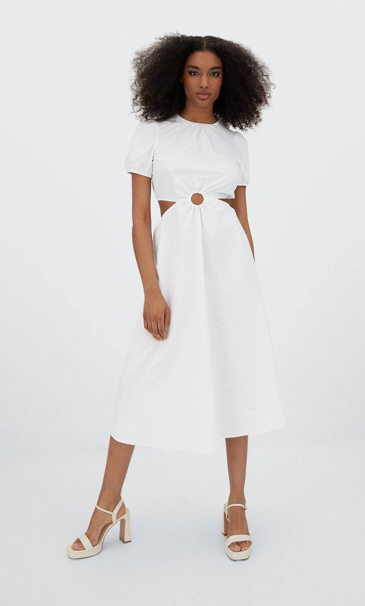 Short sleeve midi dress with ring detail