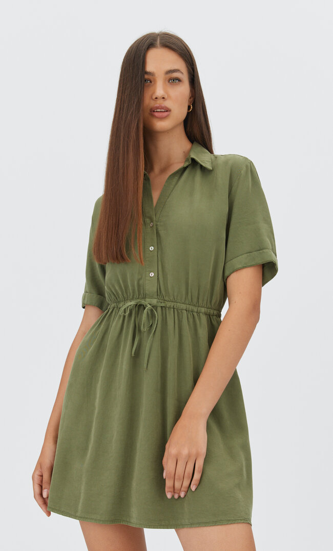 

Stradivarius Hemdkleid Mit Kurzen Ärmeln Khaki S