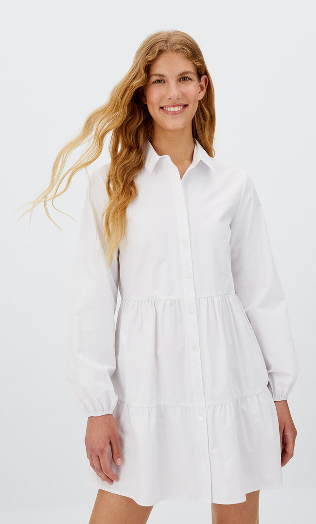 

Stradivarius Hemdkleid Aus Popelin Weiß Xs