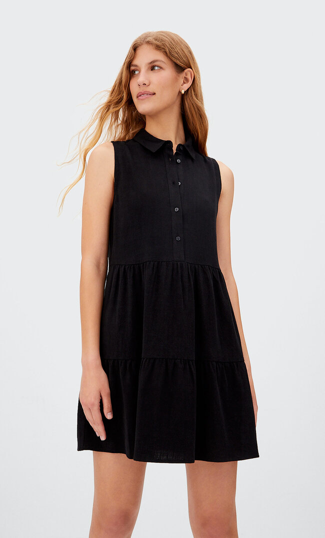 

Stradivarius Robe Chemisier Courte Noir M