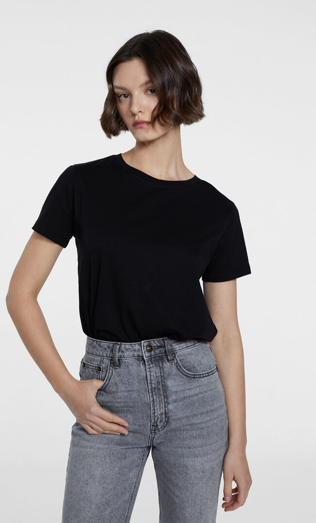 

Stradivarius T-Shirt Basic Manches Courtes Noir L