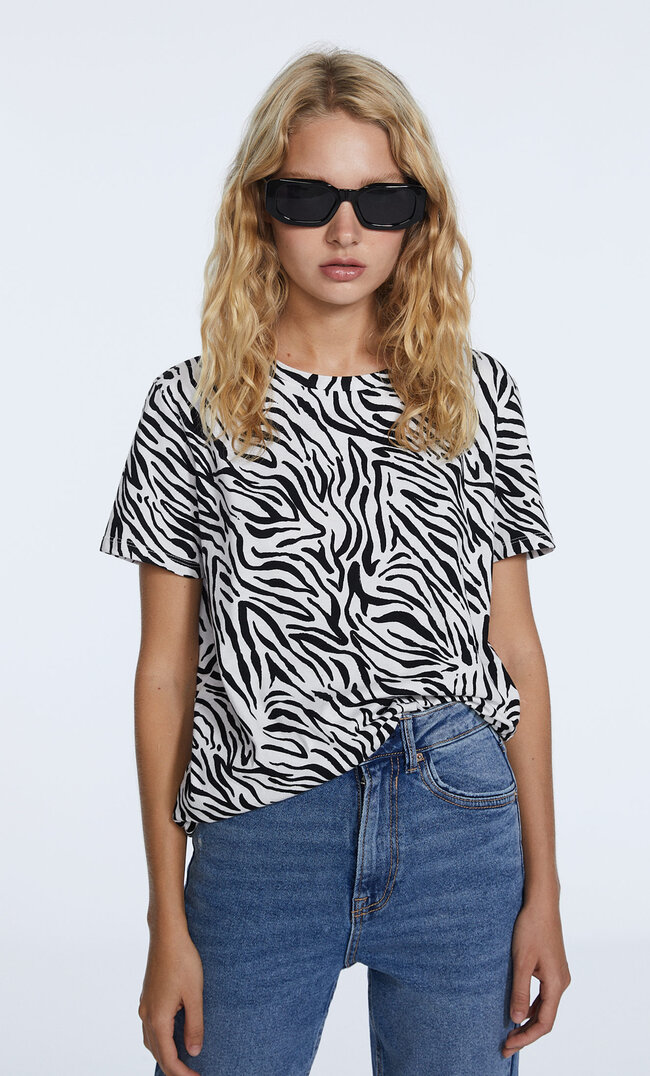 

Stradivarius T-Shirt Manches Courtes Basique Écru S