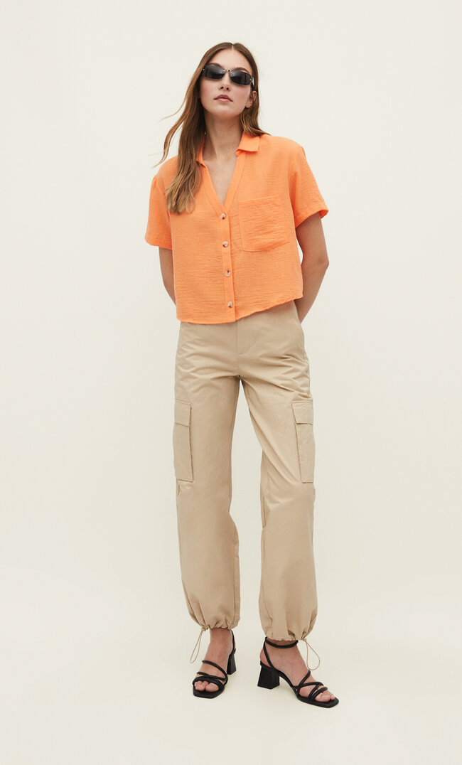 

Stradivarius Chemise Rustique Décolleté Plongeant Orange Pêche S