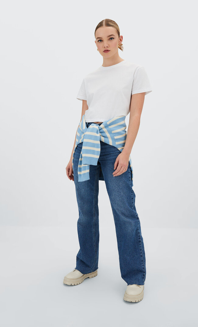 

Stradivarius Basic-Crop Mit Kurzen Ärmeln Weiß L