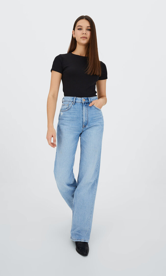 

Stradivarius Crop Top En Coton À Manches Courtes Noir S