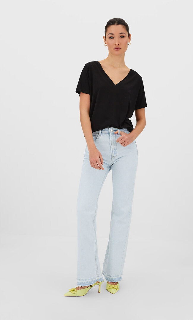 

Stradivarius T-Shirt Basic Col En V Noir Xs