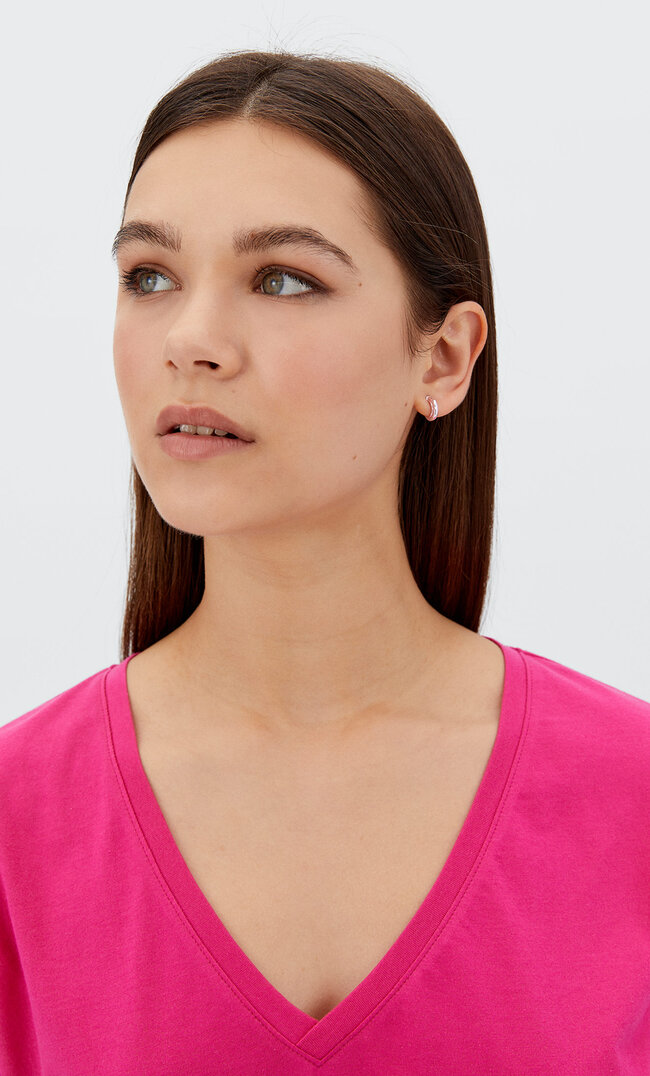 

Stradivarius Basic-Shirt Mit V-Ausschnitt Neonrosa Xl
