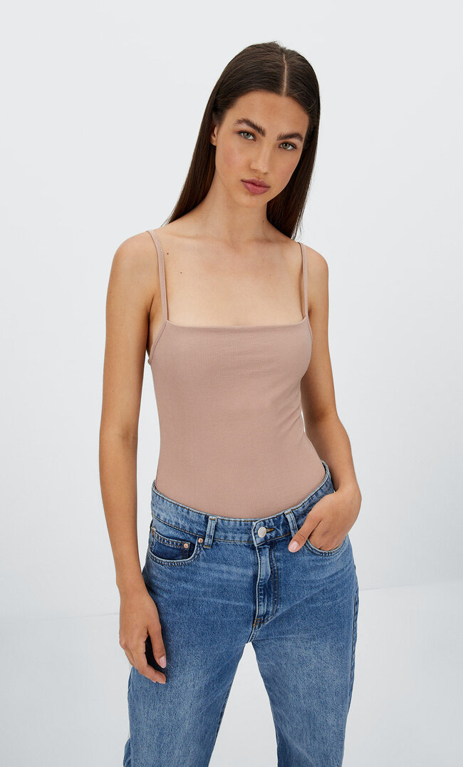 

Stradivarius Body Mit Spaghettiträgern Beige L