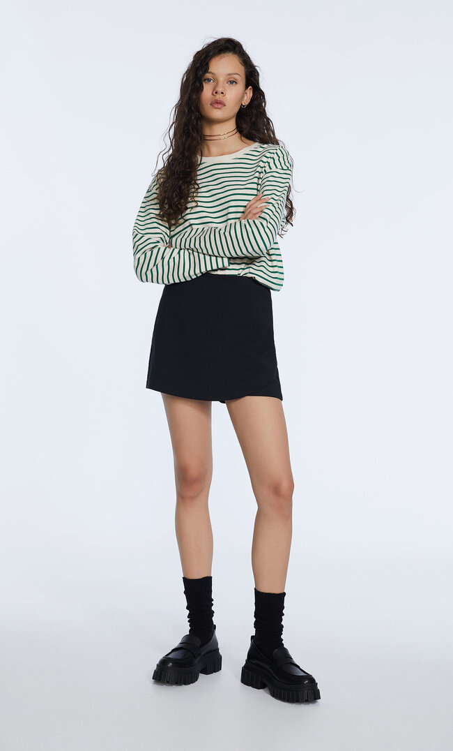 Stradivarius Top Rayé Vert Xs