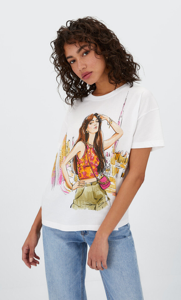 T-shirt with illustrated girls