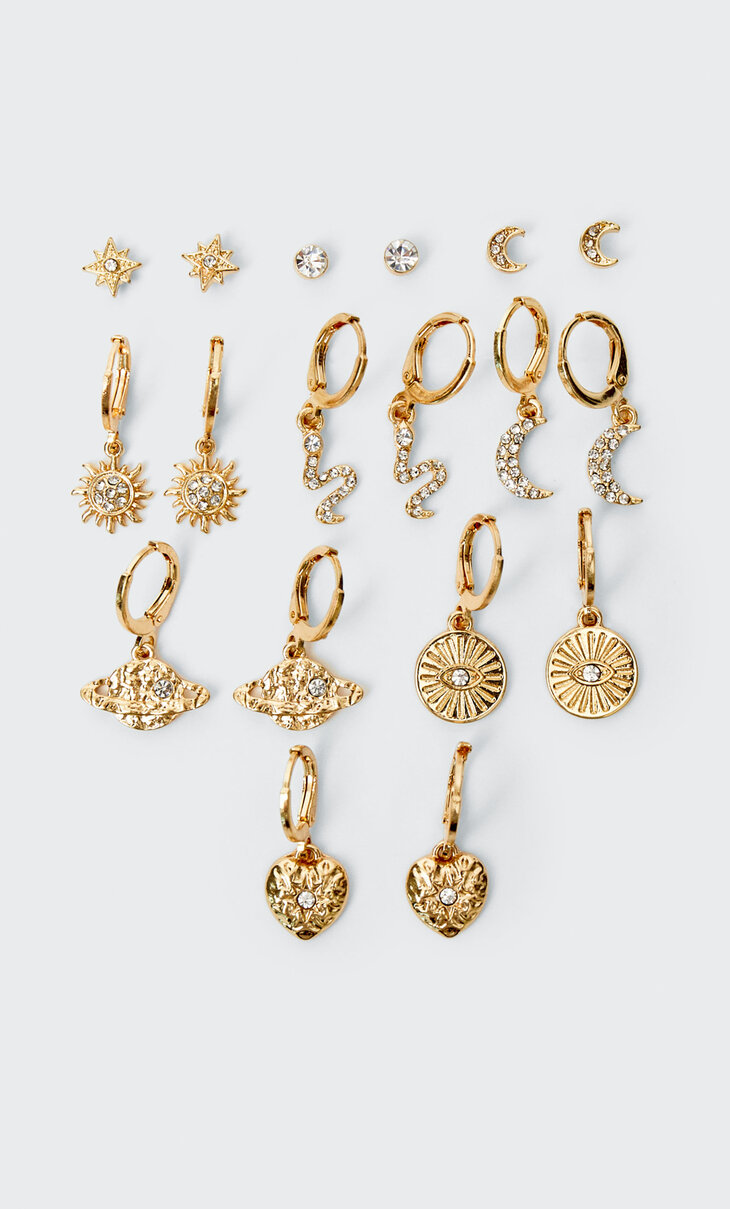 Set of 9 pairs of esoteric mood earrings